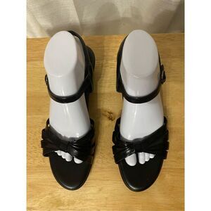 SAS black patent leather wedge sandals size 10 N